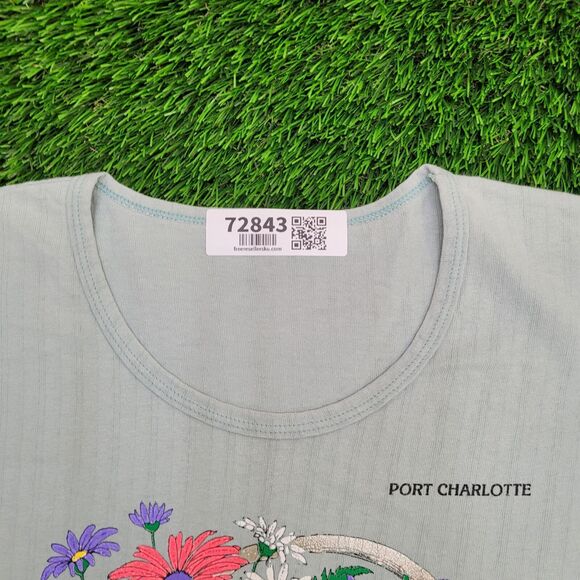 Vintage Flower Botanical Shirt Womens Large 21x25 Blue USA - Picture 9 of 11